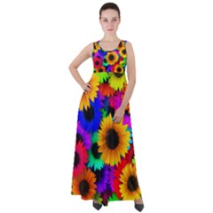 Sunflower Colorful Empire Waist Velour Maxi Dress by Mariart