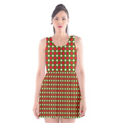 Lumberjack Plaid Buffalo Plaid Green Red Scoop Neck Skater Dress by Mariart