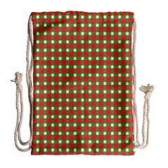 Lumberjack Plaid Buffalo Plaid Green Red Drawstring Bag (large) by Mariart