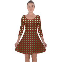 Lumberjack Plaid Buffalo Plaid Green Red Quarter Sleeve Skater Dress by Mariart