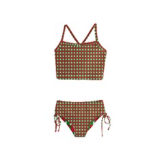 Lumberjack Plaid Buffalo Plaid Green Red Girls  Tankini Swimsuit by Mariart