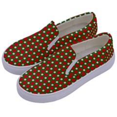 Lumberjack Plaid Buffalo Plaid Green Red Kids  Canvas Slip Ons by Mariart