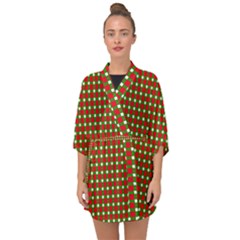 Lumberjack Plaid Buffalo Plaid Green Red Half Sleeve Chiffon Kimono by Mariart