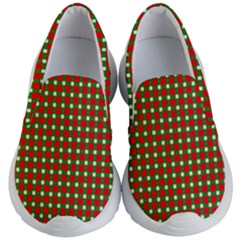 Lumberjack Plaid Buffalo Plaid Green Red Kids  Lightweight Slip Ons by Mariart