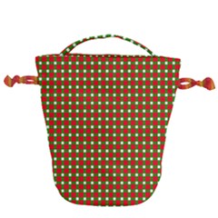 Lumberjack Plaid Buffalo Plaid Green Red Drawstring Bucket Bag