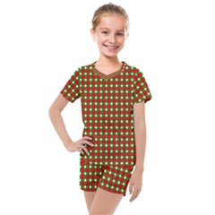 Lumberjack Plaid Buffalo Plaid Green Red Kids  Mesh Tee And Shorts Set