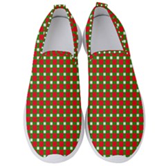 Lumberjack Plaid Buffalo Plaid Green Red Men s Slip On Sneakers by Mariart