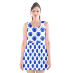 Sunflower Digital Paper Blue Scoop Neck Skater Dress by Mariart