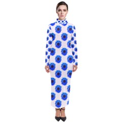 Sunflower Digital Paper Blue Turtleneck Maxi Dress