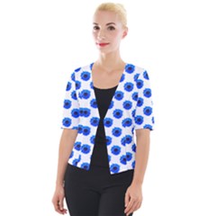 Sunflower Digital Paper Blue Cropped Button Cardigan