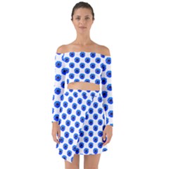 Sunflower Digital Paper Blue Off Shoulder Top With Skirt Set