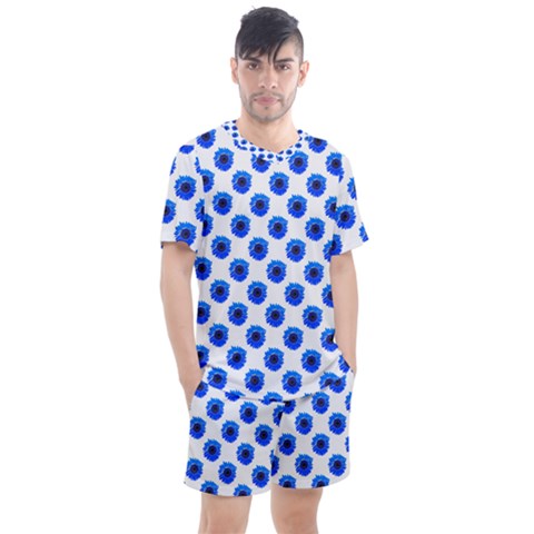 Sunflower Digital Paper Blue Men s Mesh Tee And Shorts Set by Mariart