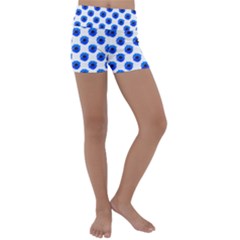 Sunflower Digital Paper Blue Kids  Lightweight Velour Yoga Shorts