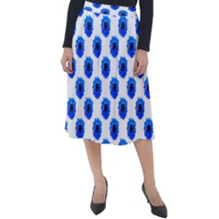 Sunflower Digital Paper Blue Classic Velour Midi Skirt  by Mariart