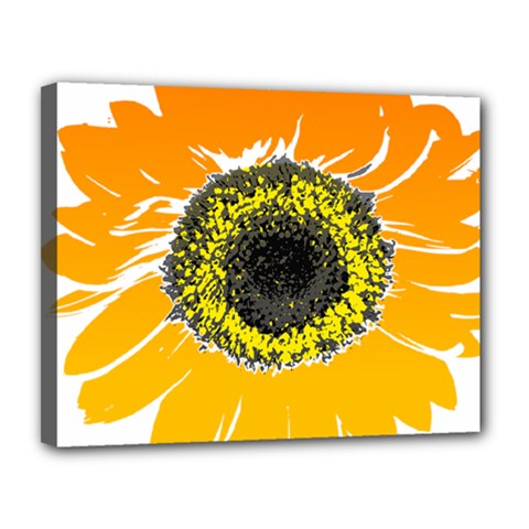 Sunflower Flower Yellow Orange Canvas 14  X 11  (stretched) by Mariart