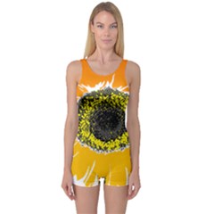 Sunflower Flower Yellow Orange One Piece Boyleg Swimsuit by Mariart