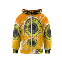 Sunflower Flower Yellow Orange Kids  Zipper Hoodie by Mariart