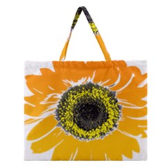 Sunflower Flower Yellow Orange Zipper Large Tote Bag by Mariart