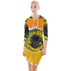 Sunflower Flower Yellow Orange Quarter Sleeve Hood Bodycon Dress