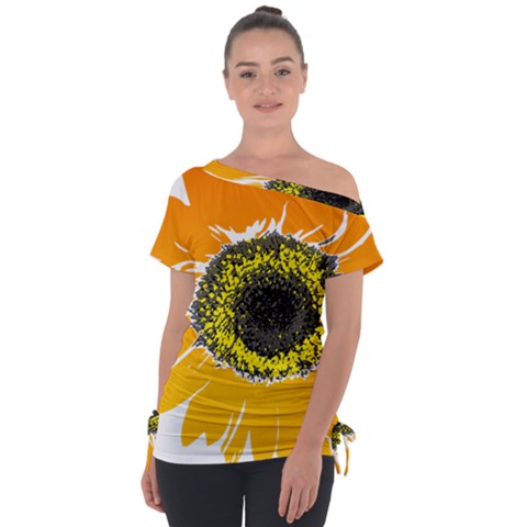 Sunflower Flower Yellow Orange Tie-up Tee by Mariart