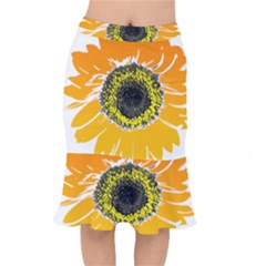 Sunflower Flower Yellow Orange Mermaid Skirt by Mariart