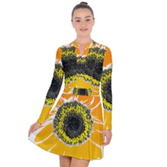 Sunflower Flower Yellow Orange Long Sleeve Panel Dress by Mariart