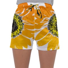 Sunflower Flower Yellow Orange Sleepwear Shorts