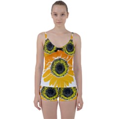 Sunflower Flower Yellow Orange Tie Front Two Piece Tankini by Mariart