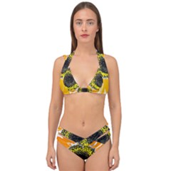 Sunflower Flower Yellow Orange Double Strap Halter Bikini Set