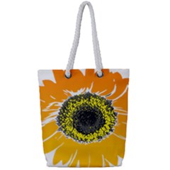 Sunflower Flower Yellow Orange Full Print Rope Handle Tote (small) by Mariart