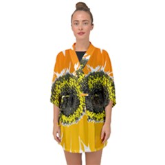 Sunflower Flower Yellow Orange Half Sleeve Chiffon Kimono