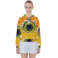 Sunflower Flower Yellow Orange Women s Tie Up Sweat