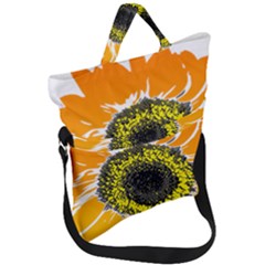 Sunflower Flower Yellow Orange Fold Over Handle Tote Bag