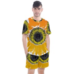 Sunflower Flower Yellow Orange Men s Mesh Tee And Shorts Set