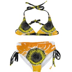 Sunflower Flower Yellow Orange Kids  Classic Bikini Set