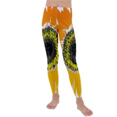 Sunflower Flower Yellow Orange Kids  Lightweight Velour Leggings