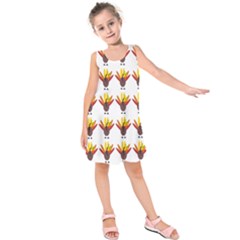 Turkey Thanksgiving Background Kids  Sleeveless Dress