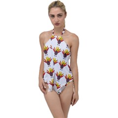 Turkey Thanksgiving Background Go With The Flow One Piece Swimsuit by Mariart