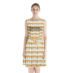 Sunflower Wrap Sleeveless Waist Tie Chiffon Dress by Mariart