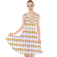 Sunflower Wrap Cap Sleeve Front Wrap Midi Dress by Mariart