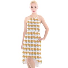 Sunflower Wrap High-low Halter Chiffon Dress  by Mariart