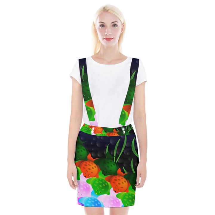 Pattern Fishes Escher Braces Suspender Skirt