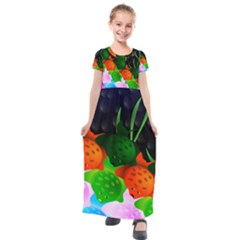 Pattern Fishes Escher Kids  Short Sleeve Maxi Dress