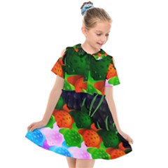 Pattern Fishes Escher Kids  Short Sleeve Shirt Dress