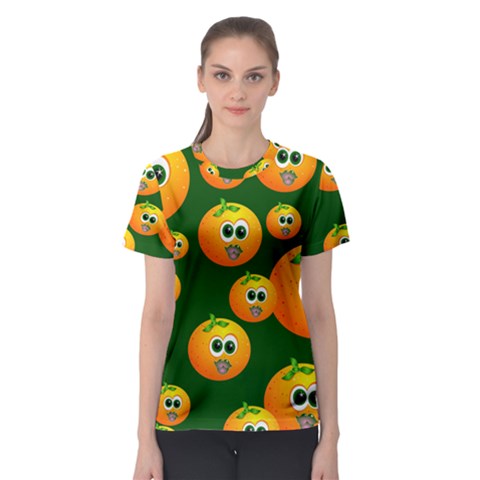 Seamless Orange Pattern Women s Sport Mesh Tee by Mariart