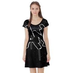 Anti-anxiety Black And White  Short Sleeve Skater Dress