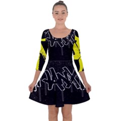 Anti-anxiety Black And White  Quarter Sleeve Skater Dress