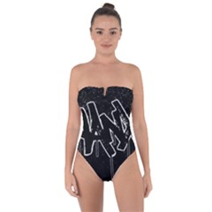 Anti-anxiety Black And White  Tie Back One Piece Swimsuit