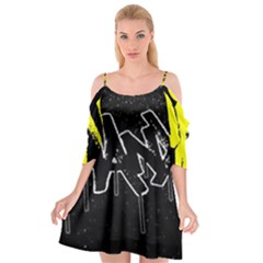 Anti-anxiety Black And White  Cutout Spaghetti Strap Chiffon Dress