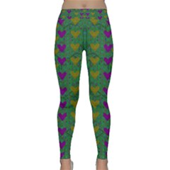 In Love With Festive Hearts Classic Yoga Leggings by pepitasart